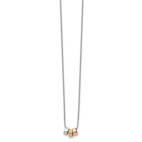 White Ice Sterling Silver Rhodium-plated Rose and Gold-tone Diamond Necklace with 2 Inch Extender, 18" view 2