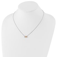 White Ice Sterling Silver Rhodium-plated Rose and Gold-tone Diamond Necklace with 2 Inch Extender, 18" view 4