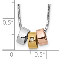 White Ice Sterling Silver Rhodium-plated Rose and Gold-tone Diamond Necklace with 2 Inch Extender, 18" view 3