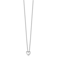 White Ice Sterling Silver Rhodium-plated Diamond Open Heart Necklace with 2 Inch Extender, 18" view 2