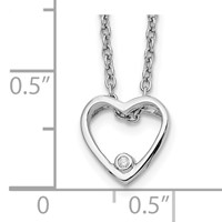 White Ice Sterling Silver Rhodium-plated Diamond Open Heart Necklace with 2 Inch Extender, 18" view 3