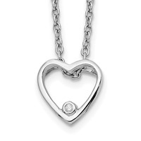 White Ice Sterling Silver Rhodium-plated Diamond Open Heart Necklace with 2 Inch Extender, 18" view 1