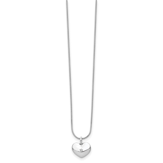 White Ice Sterling Silver Rhodium-plated 18 Inch Diamond Heart Necklace with 2 Inch Extender