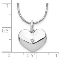 White Ice Sterling Silver Rhodium-plated Diamond Heart Necklace with 2 Inch Extender, 18" view 3