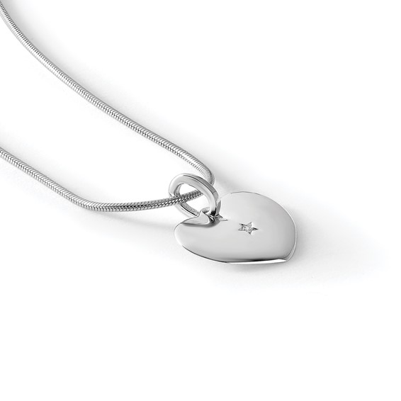 White Ice Sterling Silver Rhodium-plated 18 Inch Diamond Heart Necklace with 2 Inch Extender