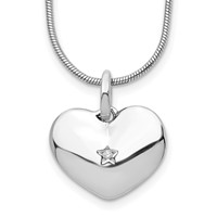 White Ice Sterling Silver Rhodium-plated Diamond Heart Necklace with 2 Inch Extender, 18" view 1