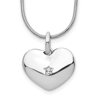 White Ice Sterling Silver Rhodium-plated 18 Inch Diamond Heart Necklace with 2 Inch Extender