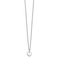 White Ice Sterling Silver Rhodium-plated Diamond Heart Necklace with 2 Inch Extender, 18" view 2