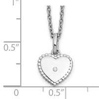 White Ice Sterling Silver Rhodium-plated Diamond Heart Necklace with 2 Inch Extender, 18" view 3