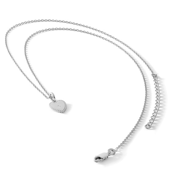 White Ice Sterling Silver Rhodium-plated 18 Inch Diamond Heart Necklace with 2 Inch Extender