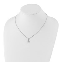White Ice Sterling Silver Rhodium-plated Diamond Star Necklace with 2 Inch Extender, 18" view 4