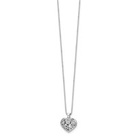 White Ice Sterling Silver Rhodium-plated Diamond Filigree Heart Locket Necklace with 2 Inch Extender, 18" view 2