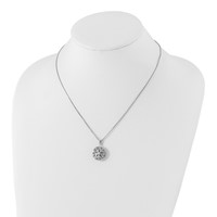 White Ice Sterling Silver Rhodium-plated Diamond Star Round Locket Necklace with 2 Inch Extender, 18" view 4
