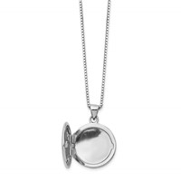 White Ice Sterling Silver Rhodium-plated Diamond Star Round Locket Necklace with 2 Inch Extender, 18" view 5