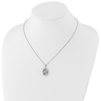 White Ice Sterling Silver Rhodium-plated Diamond Filigree Oval Locket Necklace with 2 Inch Extender, 18" view 4