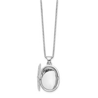White Ice Sterling Silver Rhodium-plated Diamond Filigree Oval Locket Necklace with 2 Inch Extender, 18" view 5
