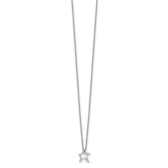White Ice Sterling Silver Rhodium-plated 18 Inch Diamond Star Necklace with 2 Inch Extender