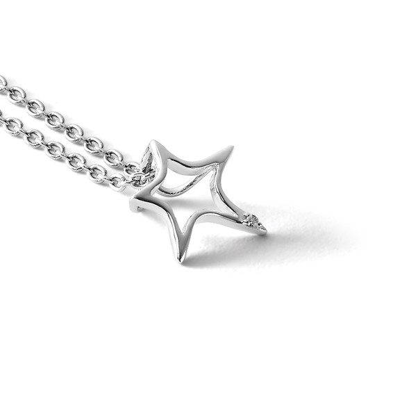 White Ice Sterling Silver Rhodium-plated 18 Inch Diamond Star Necklace with 2 Inch Extender