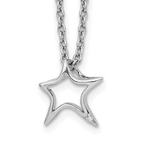 White Ice Sterling Silver Rhodium-plated Diamond Star Necklace with 2 Inch Extender, 18" view 1