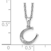 White Ice Sterling Silver Rhodium-plated Diamond Horseshoe Necklace with 2 Inch Extender, 18" view 3