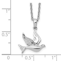 White Ice Sterling Silver Rhodium-plated Diamond Dove Necklace with 2 Inch Extender, 18" view 3