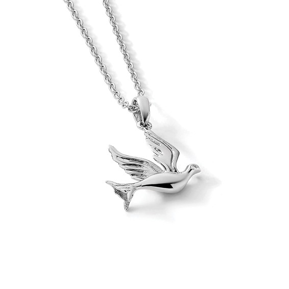 White Ice Sterling Silver Rhodium-plated 18 Inch Diamond Dove Necklace with 2 Inch Extender