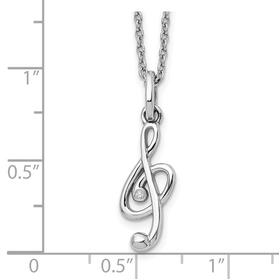White Ice Sterling Silver Rhodium-plated 18 Inch Diamond Musical Necklace with 2 Inch Extender