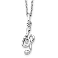 White Ice Sterling Silver Rhodium-plated Diamond Musical Necklace with 2 Inch Extender, 18" view 1