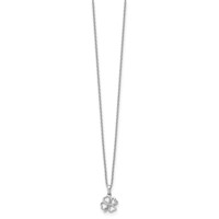 White Ice Sterling Silver Rhodium-plated Diamond Clover Necklace with 2 Inch Extender, 18" view 2