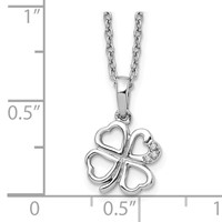 White Ice Sterling Silver Rhodium-plated Diamond Clover Necklace with 2 Inch Extender, 18" view 3