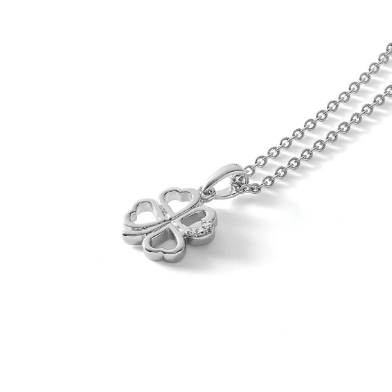 White Ice Sterling Silver Rhodium-plated 18 Inch Diamond Clover Necklace with 2 Inch Extender