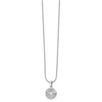 White Ice Sterling Silver Rhodium-plated Diamond Flower Necklace with 2 Inch Extender, 18" view 2