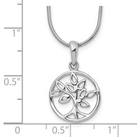 White Ice Sterling Silver Rhodium-plated Diamond Tree Necklace with 2 Inch Extender, 18" view 3