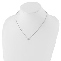White Ice Sterling Silver Rhodium-plated Diamond Butterfly Necklace with 2 Inch Extender, 18" view 4