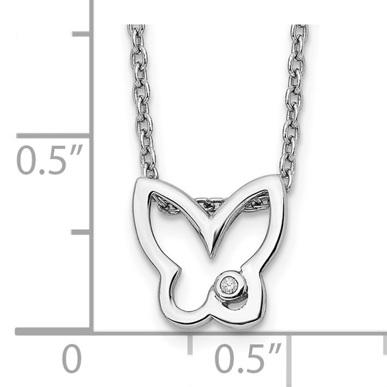 White Ice Sterling Silver Rhodium-plated 18 Inch Diamond Butterfly Necklace with 2 Inch Extender