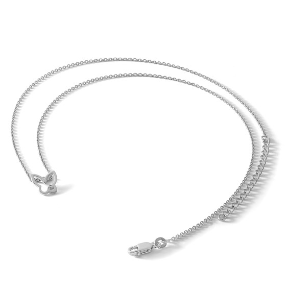 White Ice Sterling Silver Rhodium-plated 18 Inch Diamond Butterfly Necklace with 2 Inch Extender