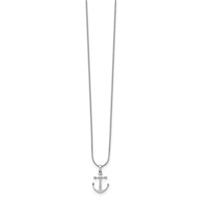 White Ice Sterling Silver Rhodium-plated Diamond Anchor Necklace with 2 Inch Extender, 18" view 2