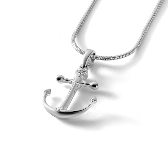 White Ice Sterling Silver Rhodium-plated 18 Inch Diamond Anchor Necklace with 2 Inch Extender