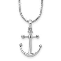 White Ice Sterling Silver Rhodium-plated Diamond Anchor Necklace with 2 Inch Extender, 18" view 1