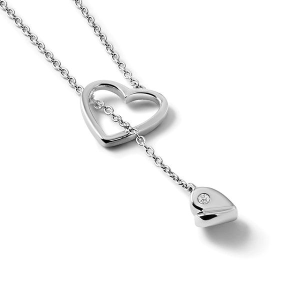 White Ice Sterling Silver Rhodium-plated 18 Inch Diamond Heart Necklace