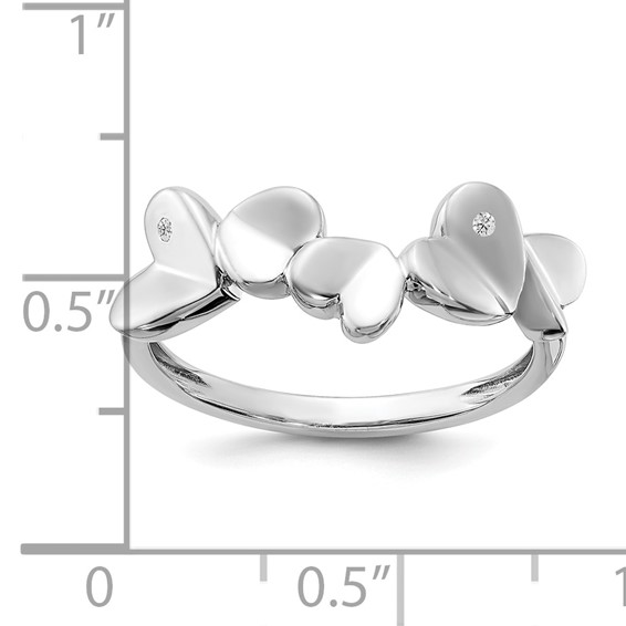 White Ice Sterling Silver Rhodium-plated Diamond Hearts Ring