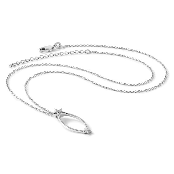 White Ice Sterling Silver Rhodium-plated 18 Inch Diamond Stars Necklace with 2 Inch Extender