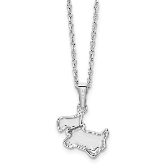 White Ice Sterling Silver Rhodium-plated 18 Inch Diamond Dog Necklace with 2 Inch Extender