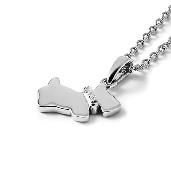 White Ice Sterling Silver Rhodium-plated 18 Inch Diamond Dog Necklace with 2 Inch Extender
