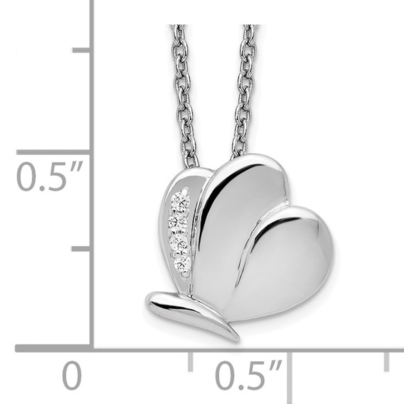 White Ice Sterling Silver Rhodium-plated 18 Inch Diamond Butterfly Necklace with 2 Inch Extender