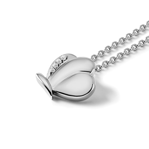 White Ice Sterling Silver Rhodium-plated 18 Inch Diamond Butterfly Necklace with 2 Inch Extender