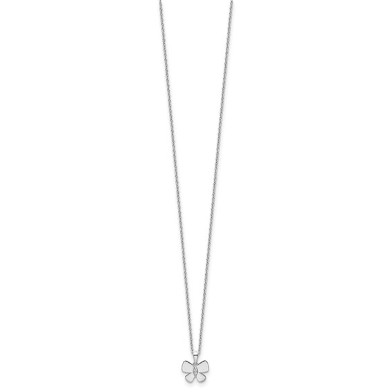 White Ice Sterling Silver Rhodium-plated 18 Inch Diamond Butterfly Necklace with 2 Inch Extender
