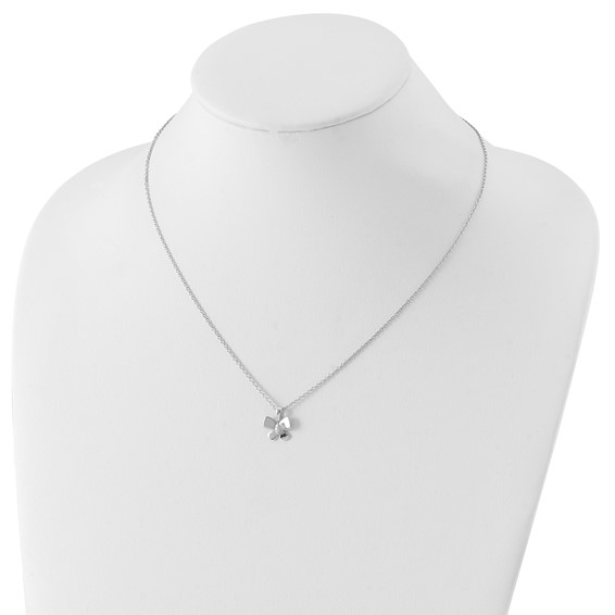 White Ice Sterling Silver Rhodium-plated 18 Inch Diamond Butterfly Necklace with 2 Inch Extender