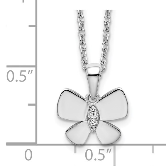 White Ice Sterling Silver Rhodium-plated 18 Inch Diamond Butterfly Necklace with 2 Inch Extender