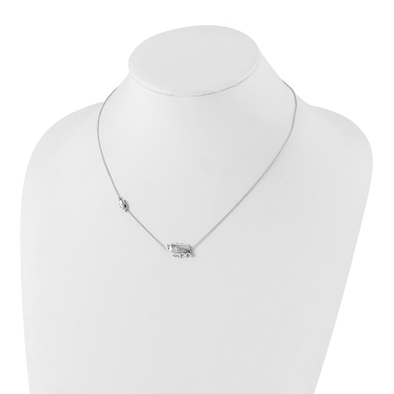 White Ice Sterling Silver Rhodium-plated 18 Inch Diamond Elephant Necklace